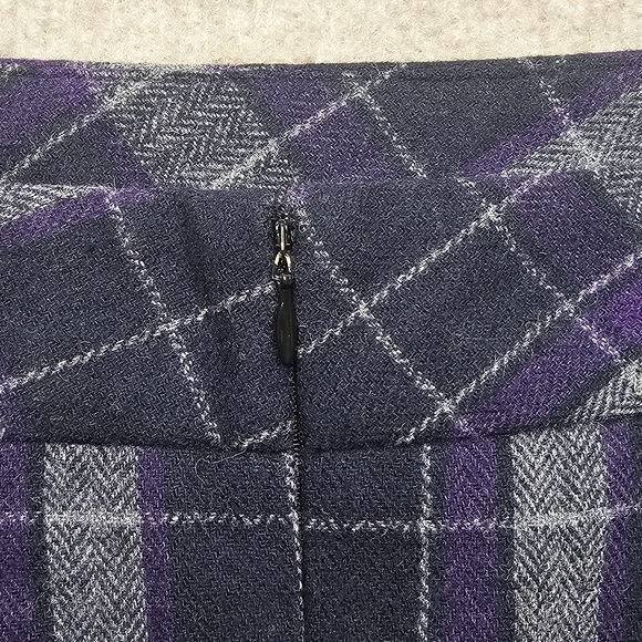 Chadwick’s Purple Plaid Wool Blend Long Pencil Skirt – Size 10 Tall - Picture 10 of 13